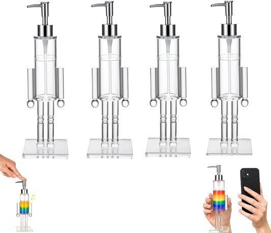 Nutcracker Soap Dispenser, 11.8" Acrylic Clear Nutcracker Soap Dispenser – Refillable Hand Pump Bottle for Bathroom, Kitchen & Countertop Decor, Perfect for Christmas Holiday (4pc)
