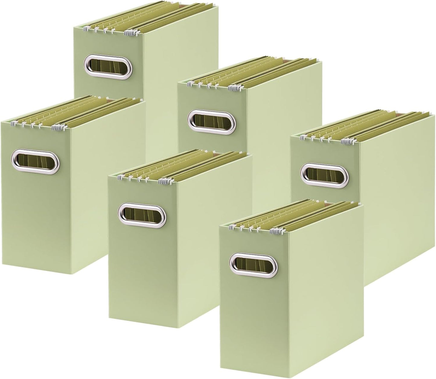 Oterri Cardboard File Organizer Box for Hanging File Folders Letter Size,File Box for Computer Desk,File Cabinet,Working Home,Office,Classroom (Green, Letter Size - 6 Packs)