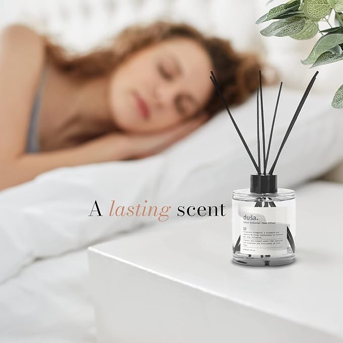 Duša Grapefruit Reed Diffuser & Sticks - 5 Fl Oz Essential Home Fragrance for Bathroom, Office & Living Spaces – Stylish & Long-Lasting Room Air Freshener - Ideal for Housewarming & Special Occasions