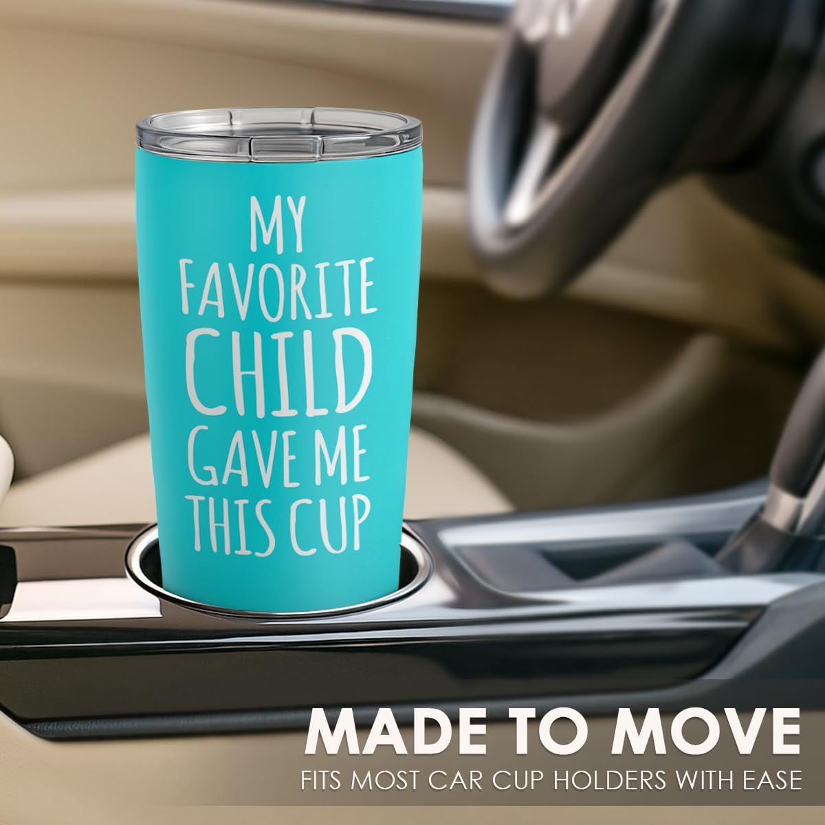 SANDJEST Mom Tumbler Gift for Mom from Son, Daughter - My Favorite Child Gave Me This Cup 20oz Insulated Travel Mug - Awesome Mother's Day, Birthday, Christmas Tumblers Gifts Idea for Moms