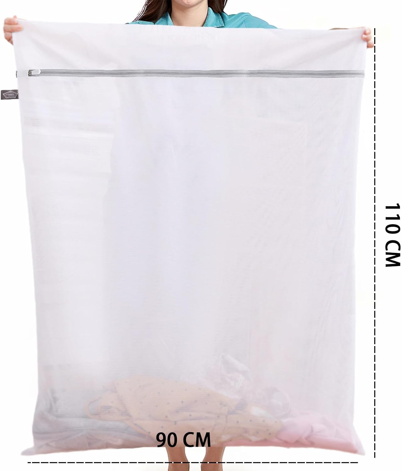 Kimmama Laundry Mesh Wash Bags, Lingerie Bags for Washing Delicates, White Net, Grey Zipper, Super Large