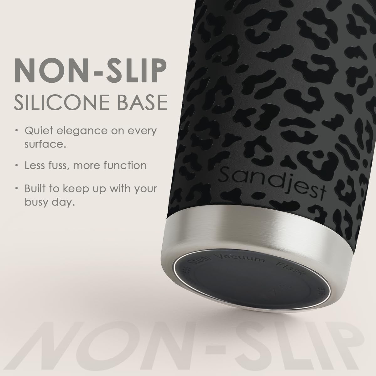 SANDJEST Leopard Print Tumbler 20oz Stainless Steel Insulated, Black Leopard Travel Coffee Cup, Bow Gifts for Women Girls Teen, Birthday Christmas