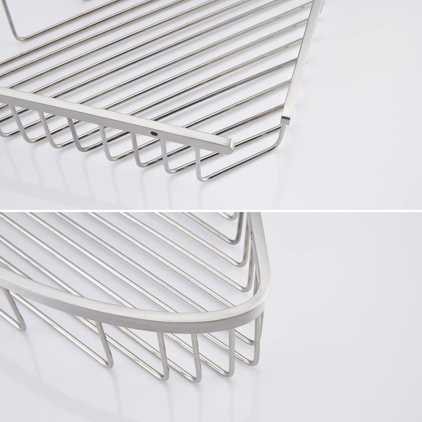 Bathroom Shower Caddy Corner Shelf, Corner-Hollow Design, Ultra Sturdy Rust-Proof Stainless Steel Shelf Organizer Shampoo Holder, Wall Mounted Storage Rack for Bathroom, Brushed Nickel