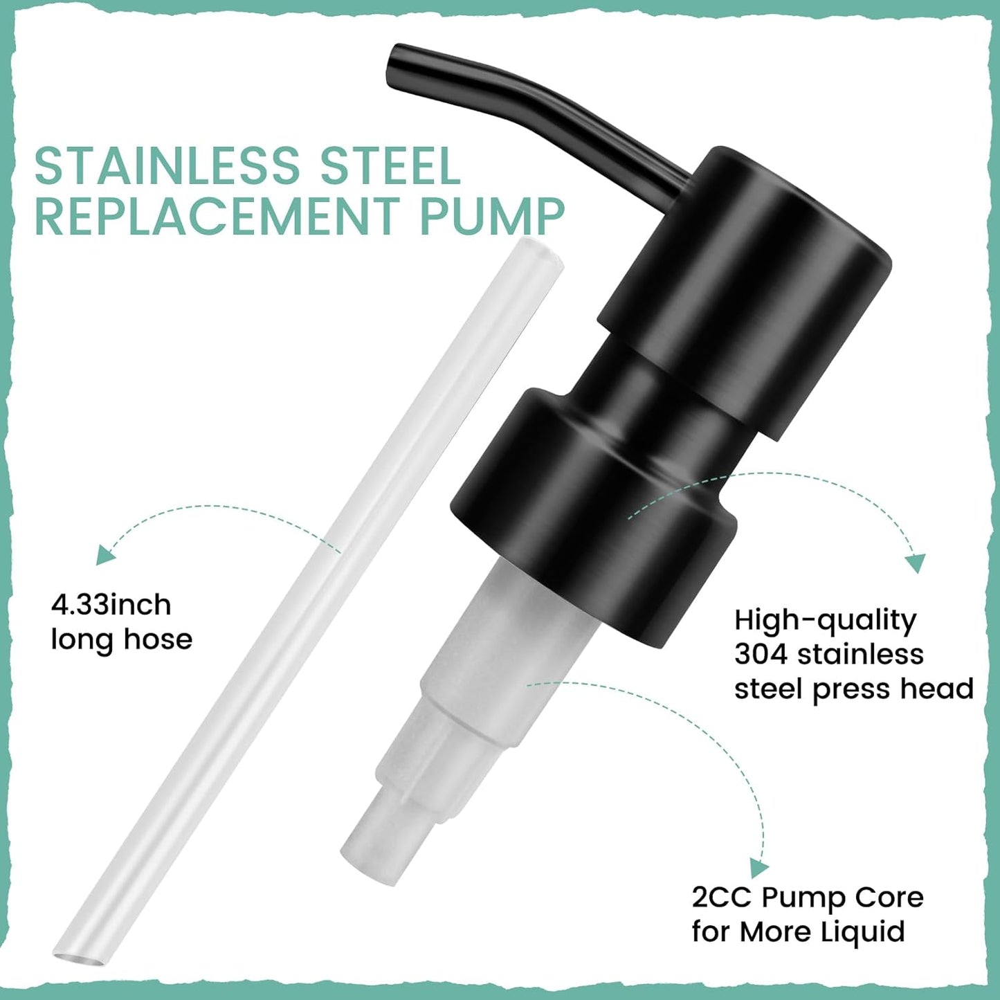 2 pcs 304 Stainless Steel Soap Dispenser Pump - Standard 28/400 Thread Replacement for Hand Soap Lotion Bottles