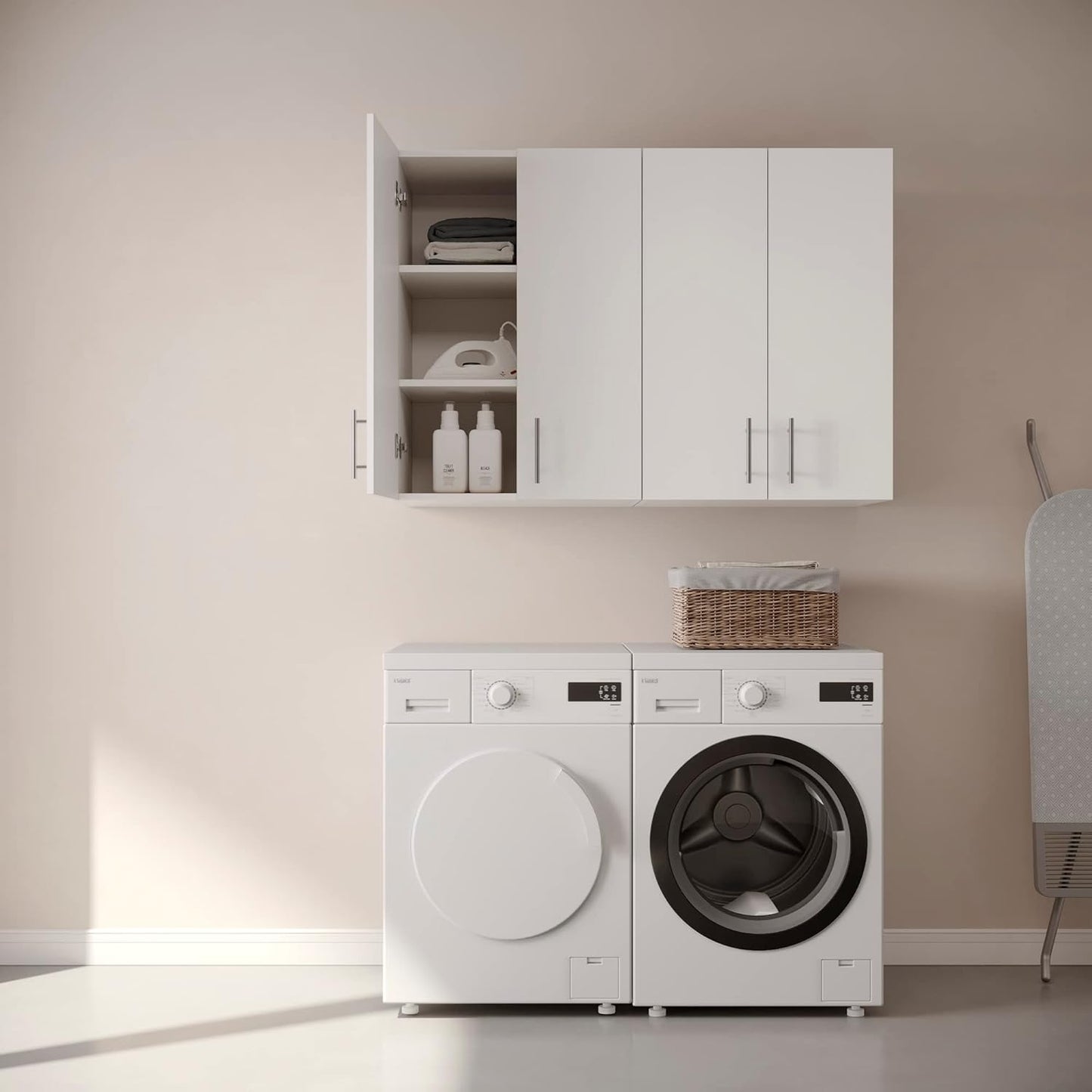 24 x 33 Inch Wall Cabinet set of 1, Kitchen Wall Mounted Wooden Storage Cabinet, Double Door Cabinet with Soft Close, Metal Handle, Adjustable Shelf, for Kitchen, Garage, Laundry, Bathroom, White