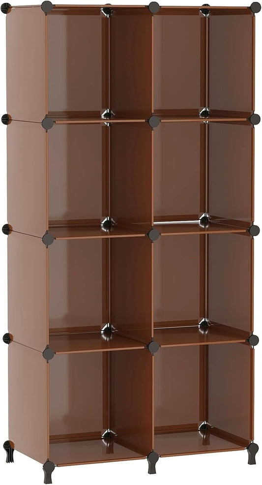 AWTATOS 8 Cube Storage Organizer, Closet Organizer Storage Shelf, Bookcase Bookshelf, DIY Stackable Storage Cubes Shelves for Closet, Bedroom, Home, Office, Cocoa Brown
