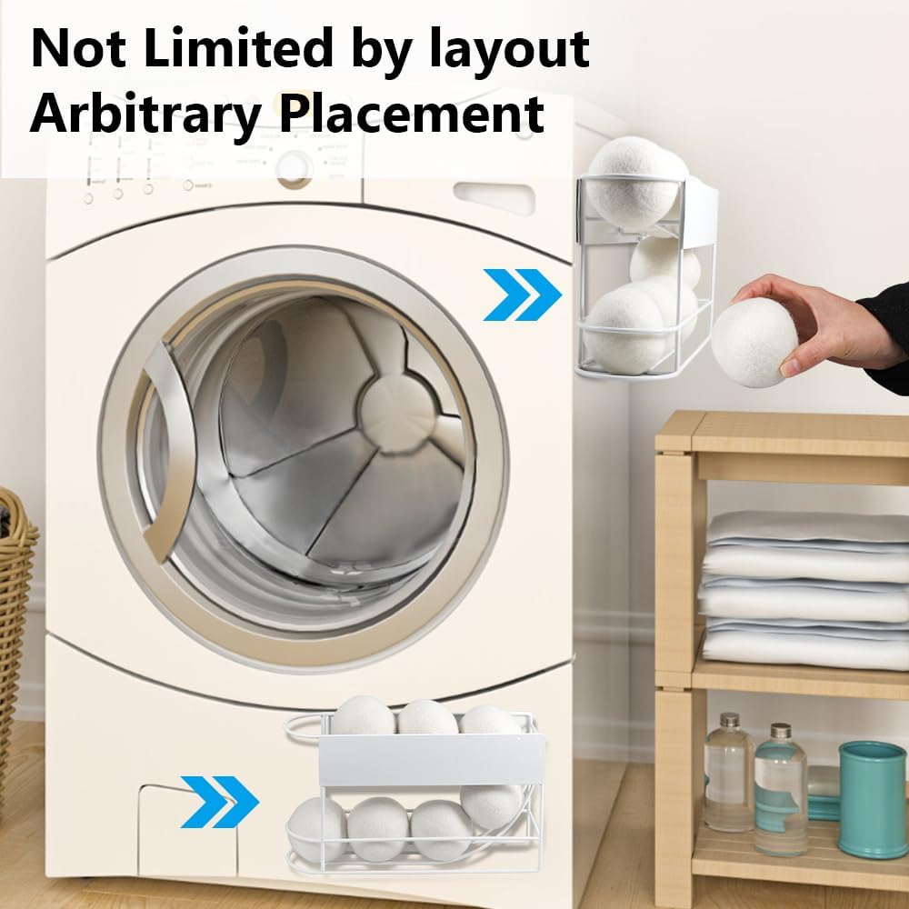 Picowe Large Dryer Ball Organizer Magnetic Storage Bin, Rollable Magnetic Dryer Ball Holder for Laundry Room Organization and Storage to Hold 8 Dryer Balls, Without Balls