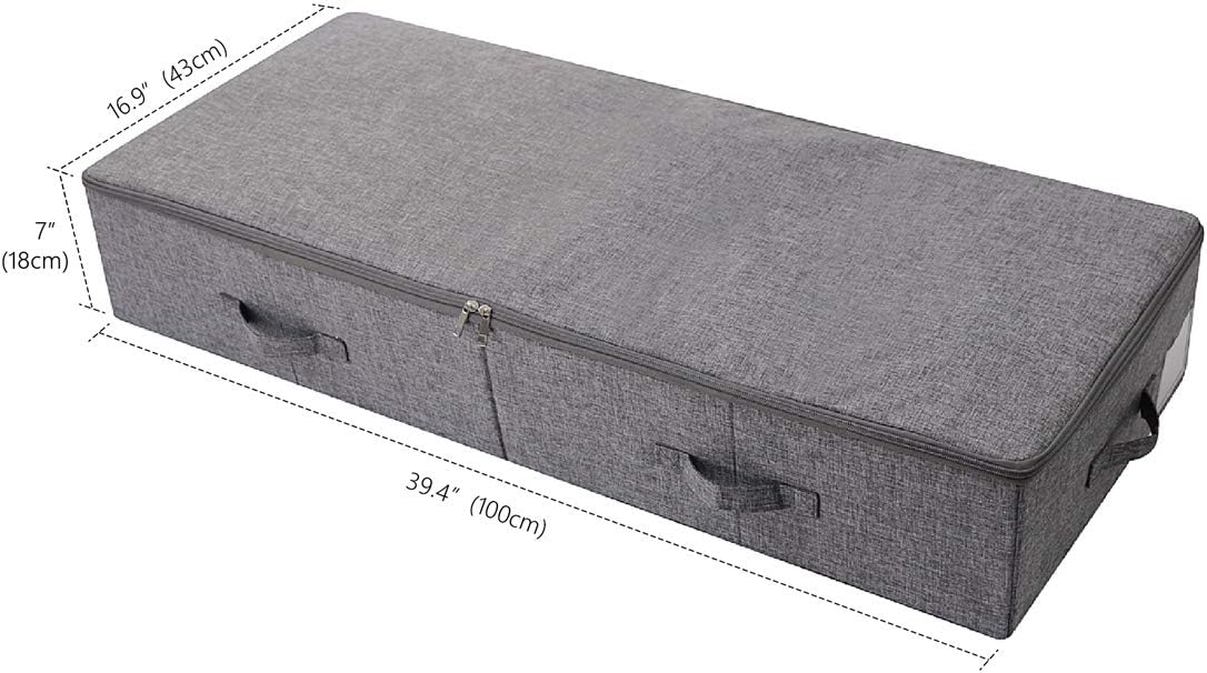 iwill CREATE PRO 39.4X16.9X7“ Under The Bed Shoes Clothing Bedding Storage Organizer Containers with Lid, Dust-proof & Foldable Washable, Durable Plastic Board in Boxes, Dark Gray