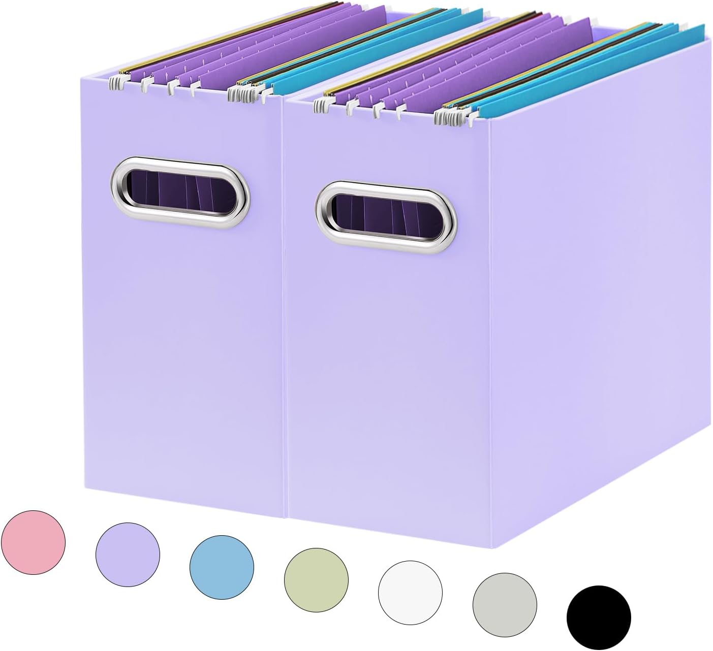 Oterri Cardboard File Organizer Box for Hanging File Folders Letter Size,File Box for Computer Desk,File Cabinet,Working Home,Office,Classroom(Purple, Letter Size - 2 Packs)