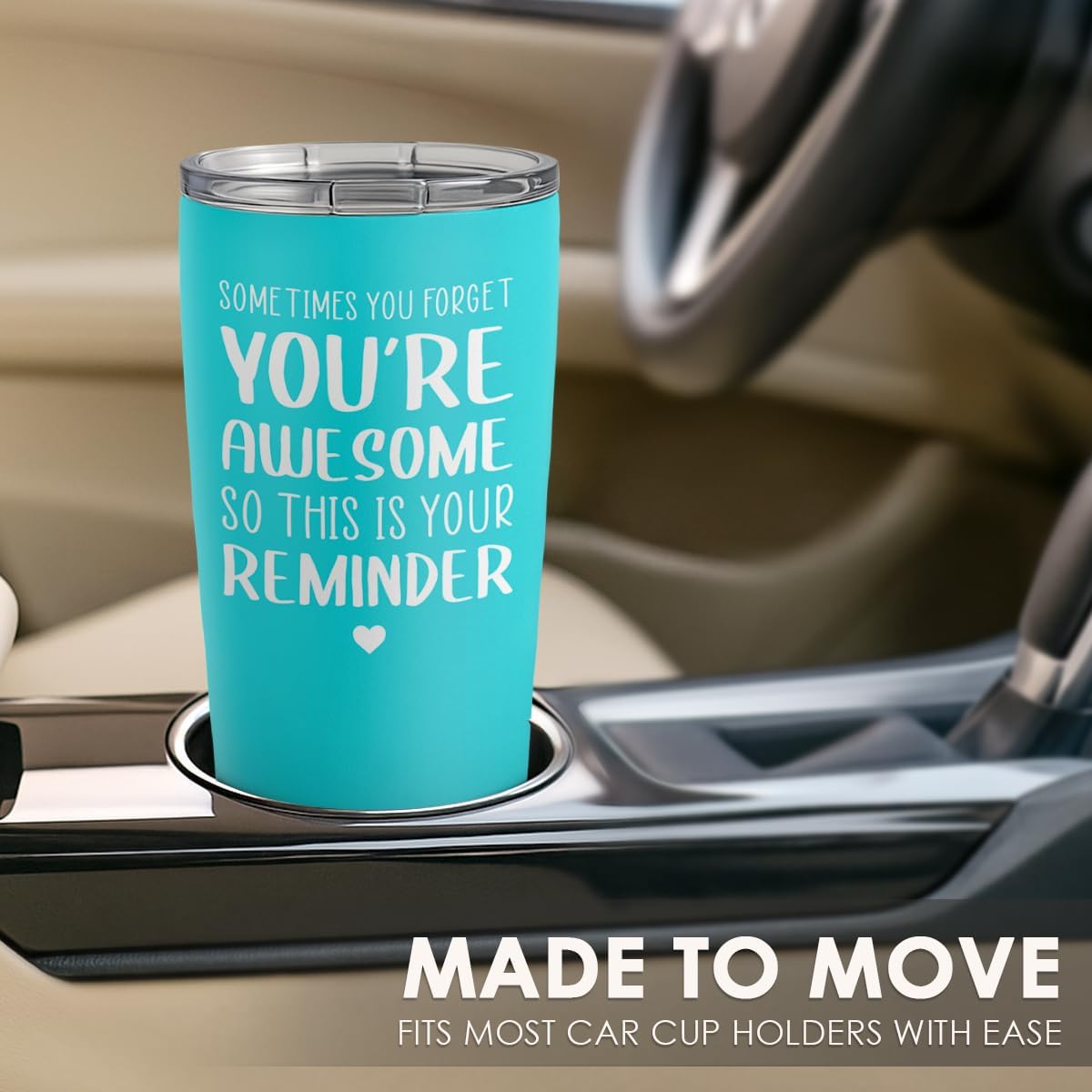 SANDJEST Sometimes You Forget That You’re Awesome So This Is Your Reminder Tumbler Gift Set - Birthday, Christmas Inspirational Gifts for Women, Men - 20oz Insulated Coffee Travel Mug