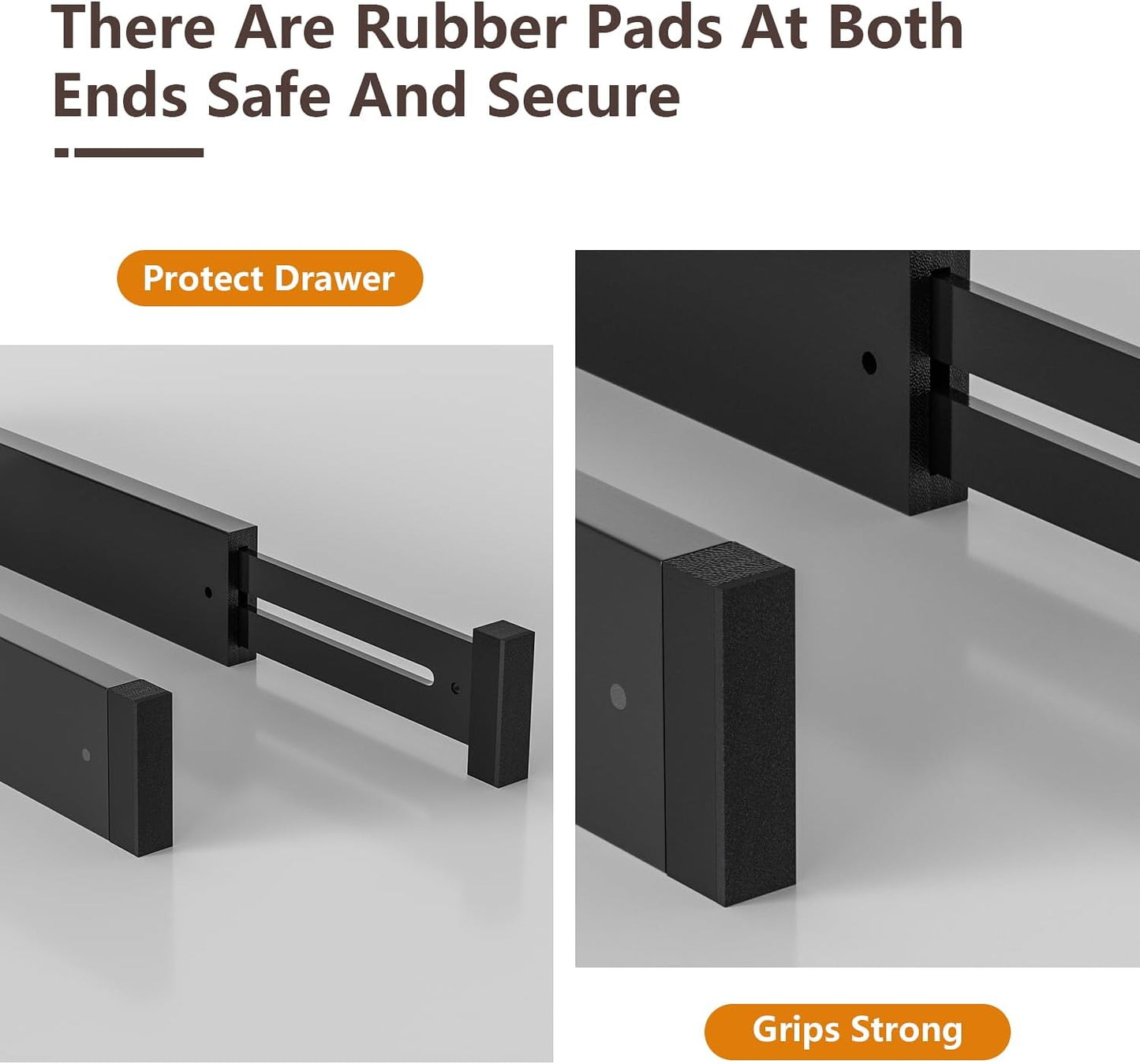 4 PCS Drawer Divider, 17"-22" Adjustable Bamboo Drawer Dividers Organizers, Expandable Separators for Kitchen, Clothes, Dressers, Home, Office, Black