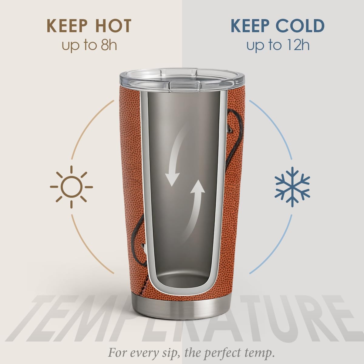 SANDJEST Football Tumbler 20oz Stainless Steel Insulated, Travel Coffee Cup, Sport Tumblers Gifts for Football Lovers, Men Women, Coach, Birthday, Christmas