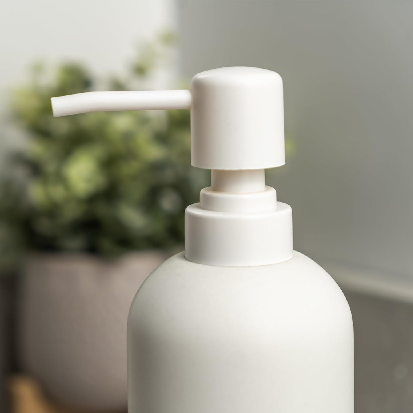 Soap Dispenser - Refillable Resin Pump Bottle for Shampoo, Body Wash, Shower Gel, Lotion, Dishsoap - Modern Decorative Accessories for Kitchen, Bathroom, Countertop - 12.5 oz (White)