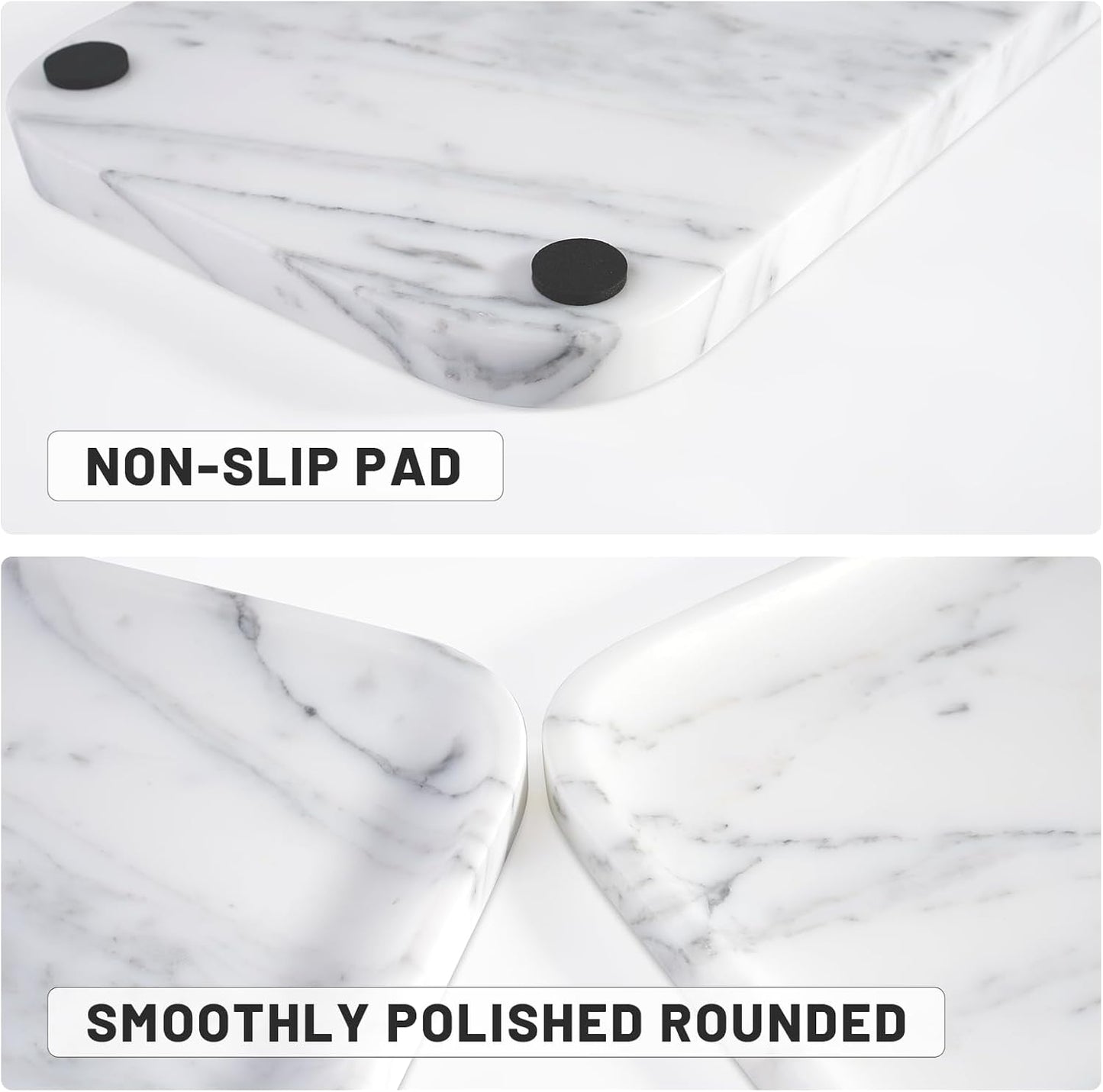 Arabescato Marble Vanity Tray - Decorative Organizer for Bathroom Countertop, Dresser, Kitchen Sink
