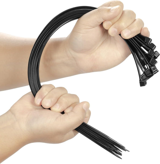 100PCS 16 inch Cable Zip Ties Heavy Duty 175lbs Tensile Strength Nylon Long Wire Ties Self-Locking Durable Plastic Tie Wraps for Indoor and Outdoor UV Resistant(Black)