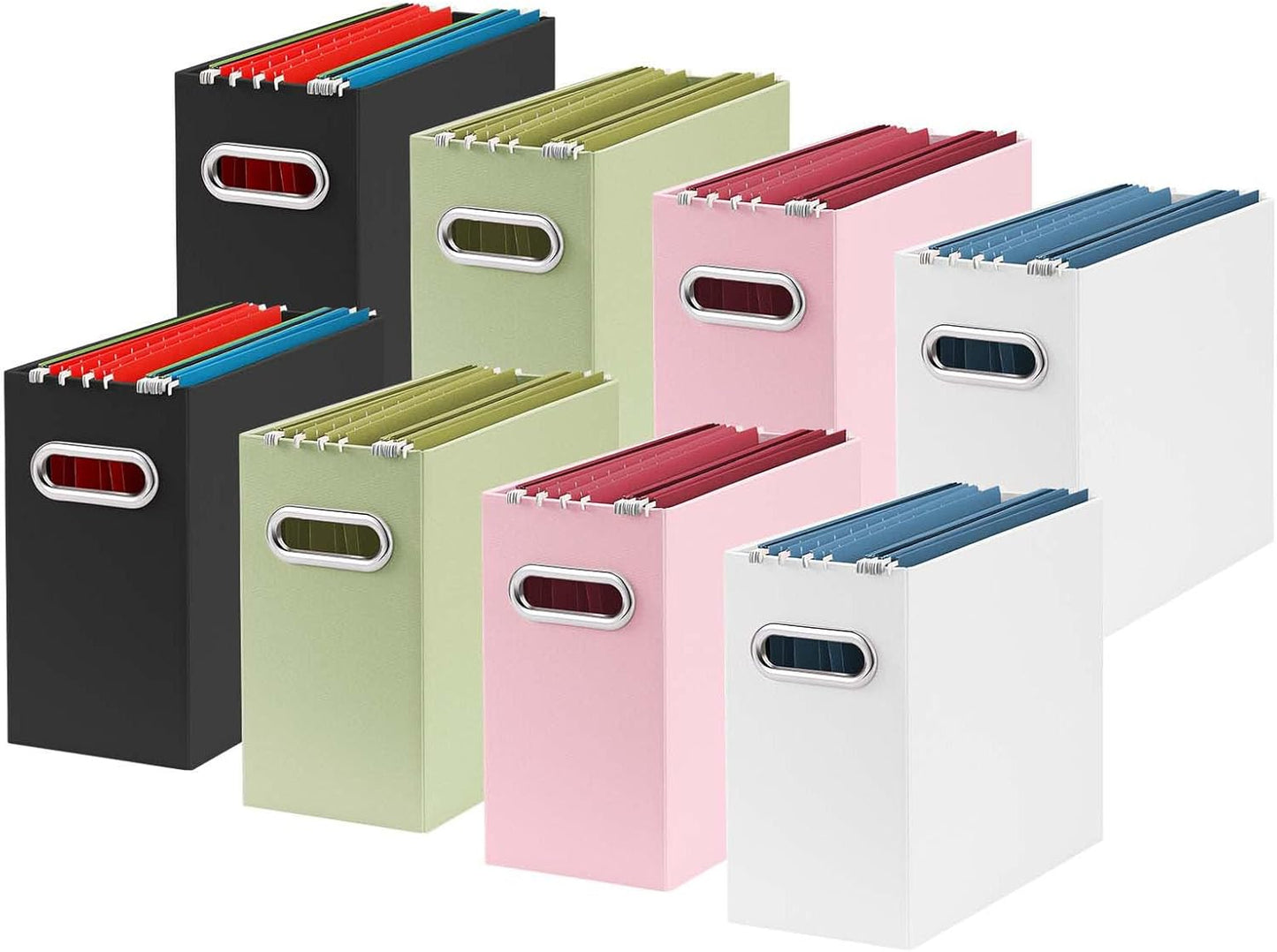 Oterri Cardboard File Organizer Box for Hanging File Folders Letter Size,File Box for Computer Desk,File Cabinet,Working Home,Office,Classroom (Multi color, Letter Size - 8 Packs)