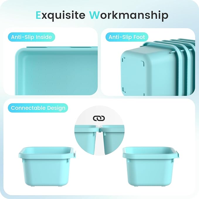 A-LuGei 【𝟮𝟴𝗣𝗖𝗦】 【𝟱𝗦𝗶𝘇𝗲】 BlueGreen Drawer Organizer, Makeup organizer, 【Holds 177 Items】 Bathroom Organizers and Storage, Plastic Desk Organizer Divider, Organizer Bins for Office Vanity