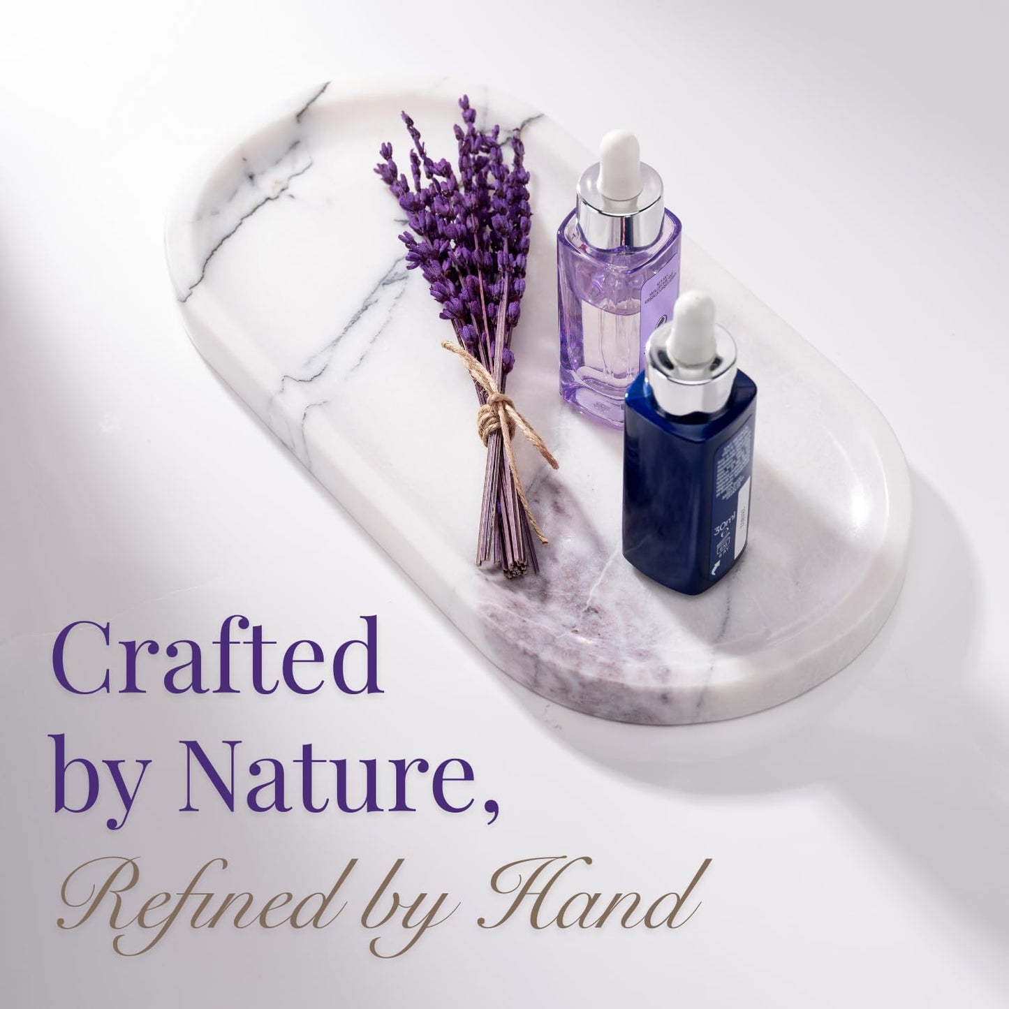 Handcrafted Marble Tray – Bathroom Counter Organizer, Jewelry Tray, Perfume Organizer & Decorative Tray for Vanity Accessories, Coffee Table Decor & Bathroom Countertop (Oval, Leilac)