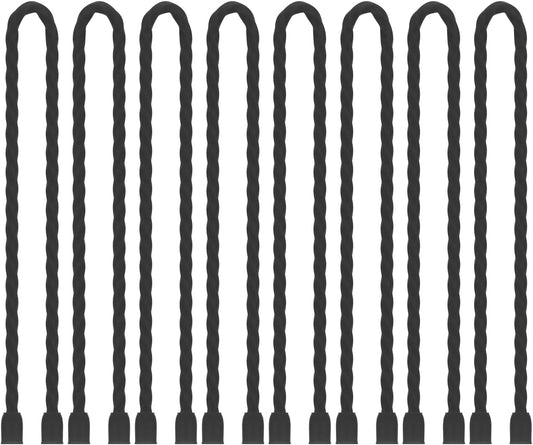8PCS Silicone Cable Ties 12-Inch Reusable Twist Ties Steel-Core Cable Tie Straps Organizer All Purpose Bendable Cord Tie for Indoor Outdoor Bundling Holding Securing and Wrapping Cables (Black)