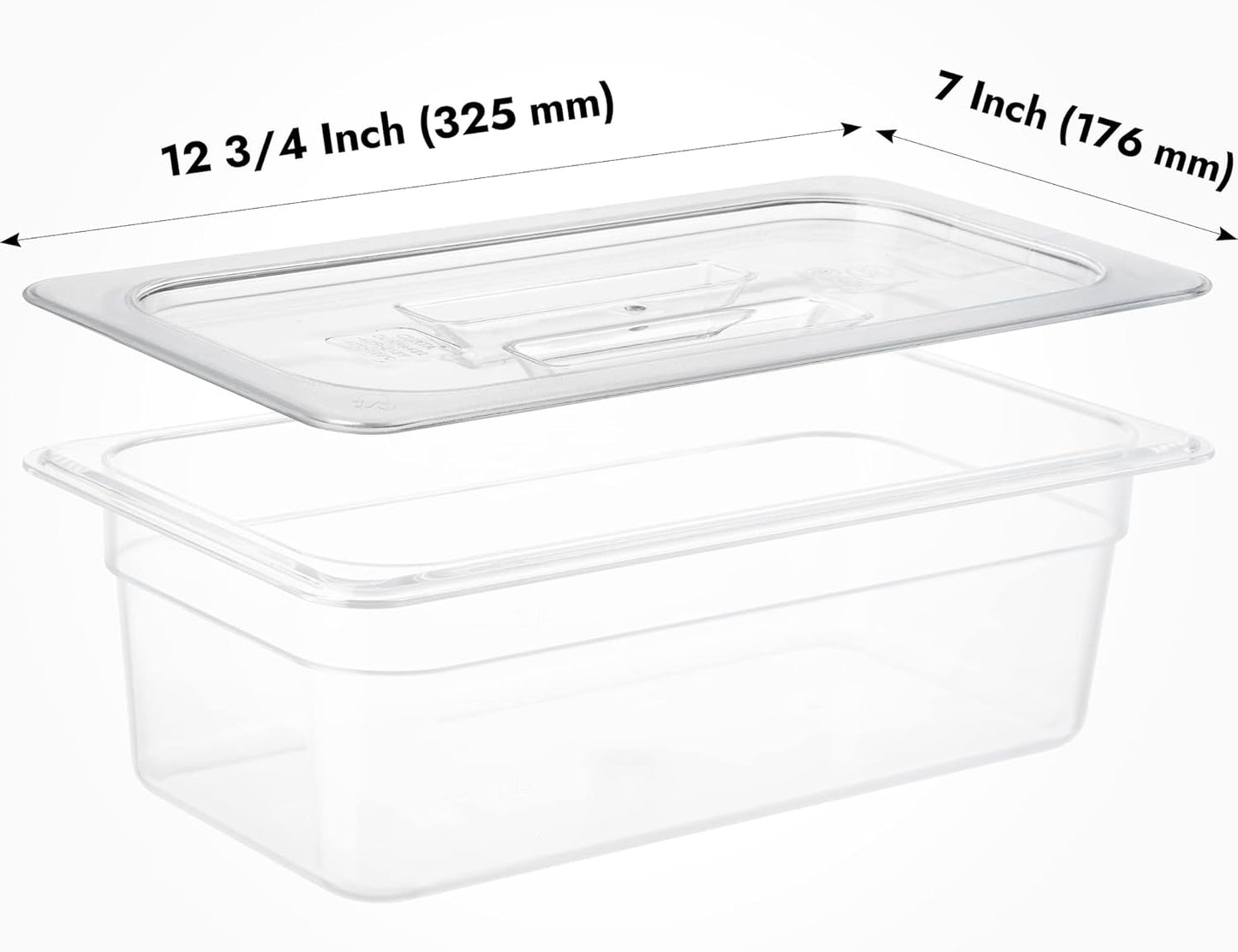 CURTA 6 Pack Food Pan Lids, 1/3 Size NSF Polycarbonate Cover with Handle, Plastic Clear
