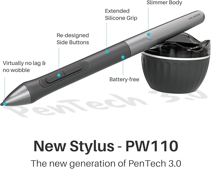 HUION Drawing Tablet Inspiroy 2 Small, Digital Art Tablet with Scroll Wheel, 6 Hotkeys, Battery-Free Stylus, Graphics Tablet for Drawing, Design, Writing, Work with PC, Mac & Android, Black