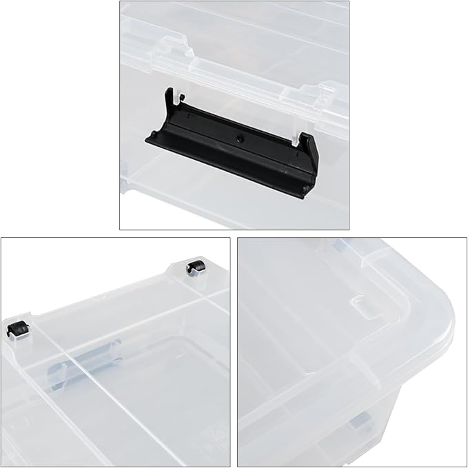 Zopnny 25 Quart Plastic Under Bed Storage Organizer Bin Container with Secure Lids and Durable Buckles, Clear, 3 Pack