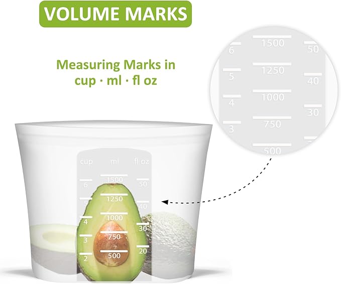 Reusable Storage Bag, 12 Pack 100% Silicone Food Storage Bags Stand Up Silicone Zip Lock Bags for Food Container, Freezer Microwave Oven Dishwasher Safe, 4 Medium 4 Small 4 Extra Small, Translucent