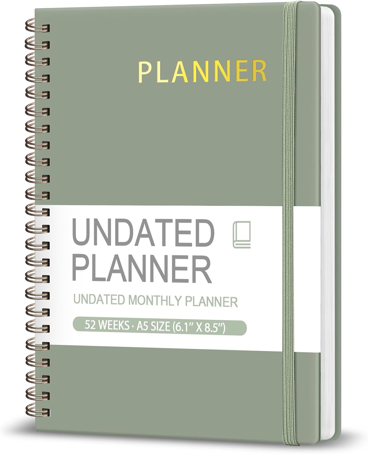 Undated Weekly Planner, Weekly To Do List Notebook with Goal, Organizer & Habit Tracker, A5 Daily Planner with Spiral Binding, Ideal for Office School Suppies - Green