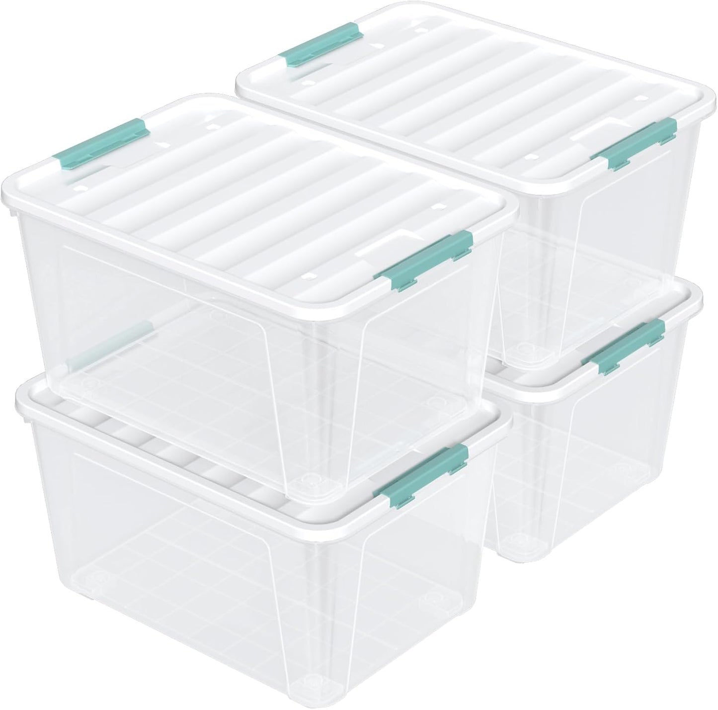 85 Quart Large Plastic Storage Bins, 4-Pack Clear Plastic Storage Box with Wheels