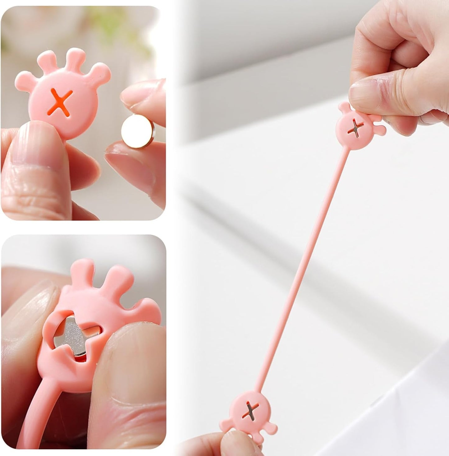 10Pcs Cable Ties Clips Cord Organiser Clip Reusable Silicone Organisers Bookmarks Fridge Magnet