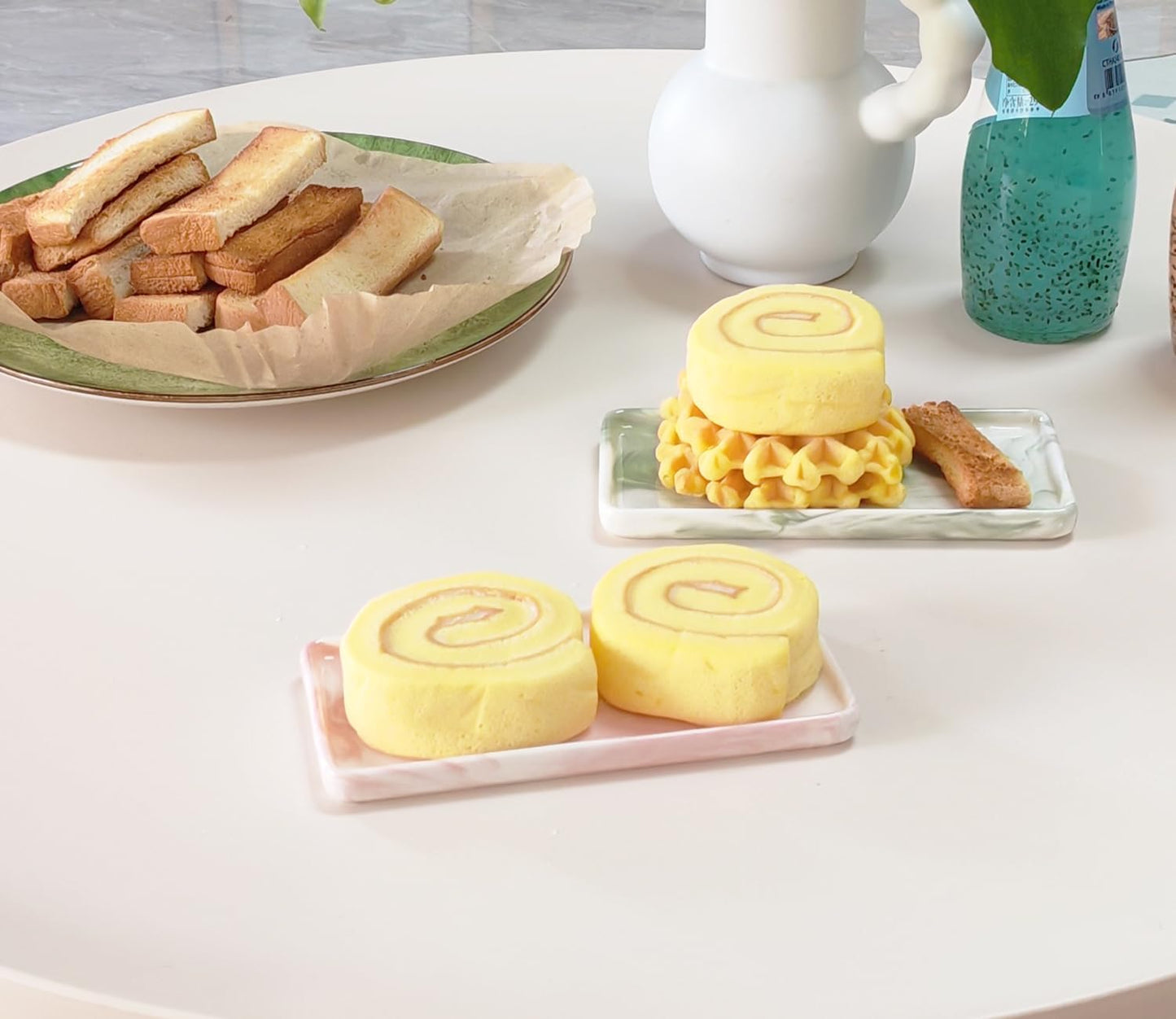 6.4" Porcelain Small Bathroom Tray, Ceramic Countertop and Vanity Tray for Cosmetics, Perfume, Jewelry, Candle - Kitchen Soap Tray for Kitchen Counter (Pink)