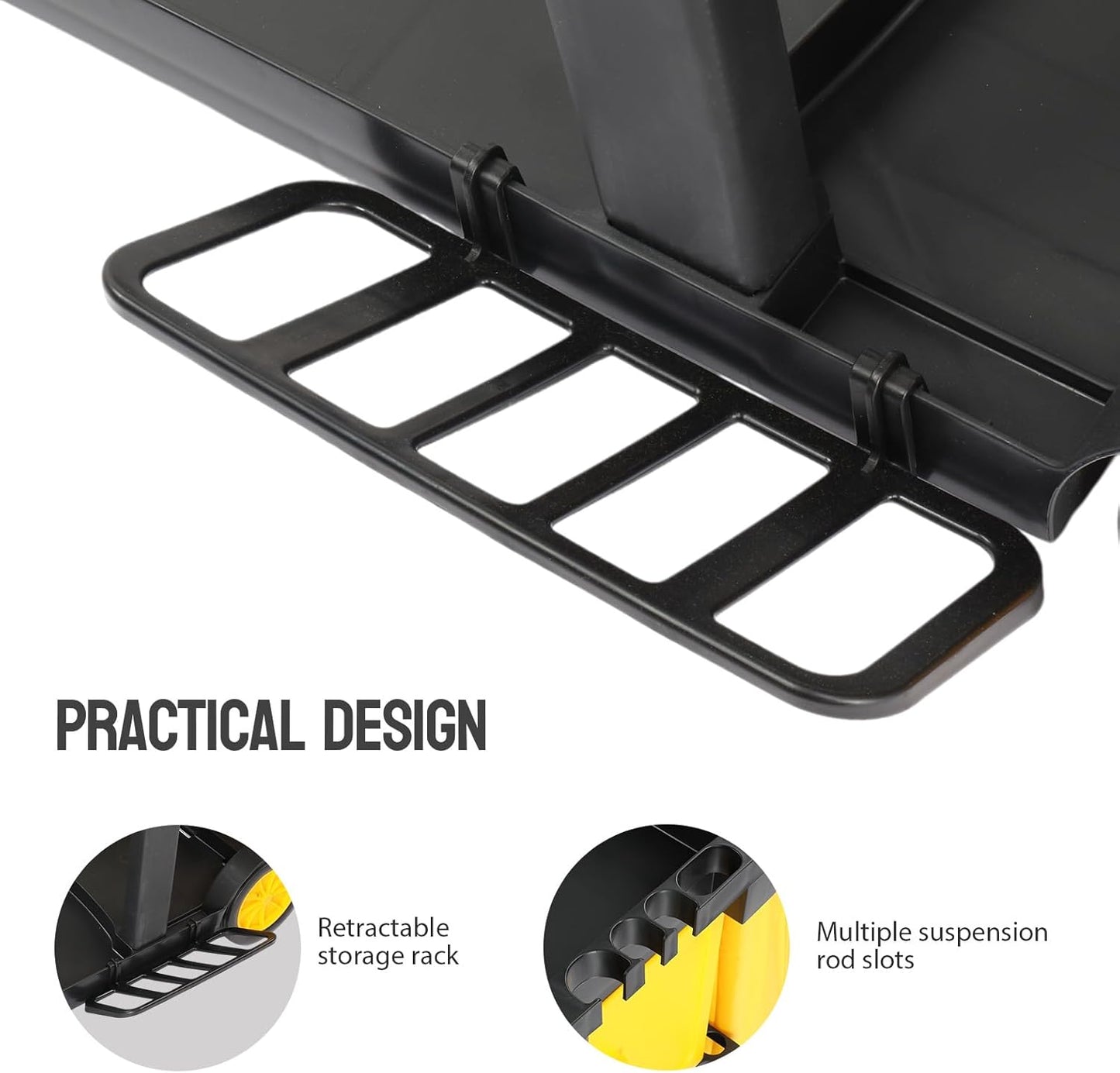 TUFFIOM Janitorial Cart with Key-Locking Cabinet, 3-Shelf Commercial Cleaning Cart, Housekeeping Caddy with Locker,Wheeled with Yellow Vinyl Bag, Black, Great for Hotel, Stores, Schools, and Business