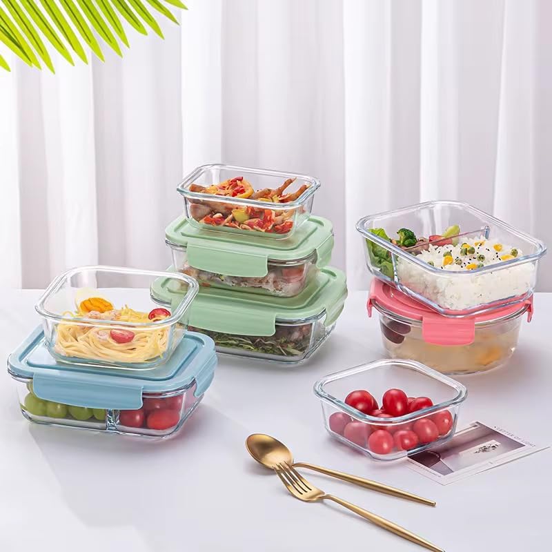 Aurixx Glass Food Storage Containers with Airtight Vented Lids – 3 Piece Set – Leakproof, BPA free, Microwave & Dishwasher Safe