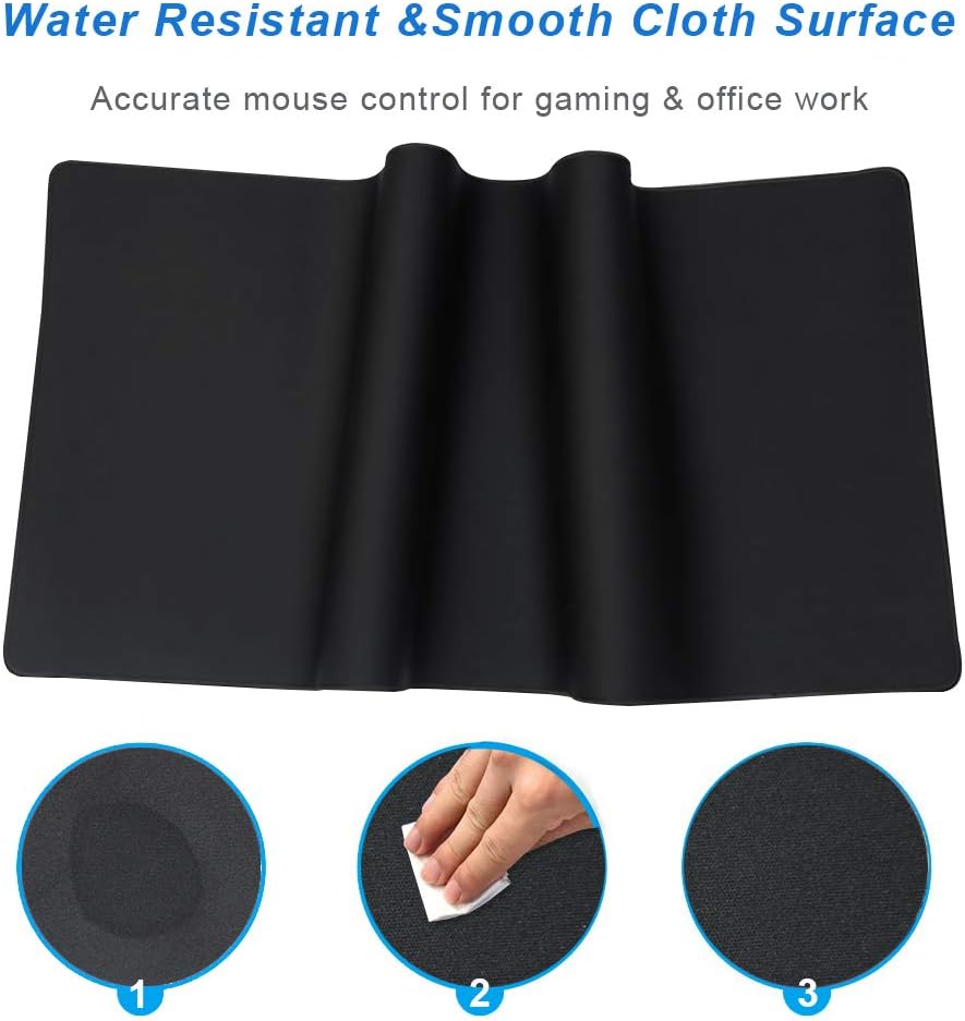XXL Professional Large Mouse Pad & Computer Game Mouse Mat (35.4x15.7x0.12IN, 90x40 Black)