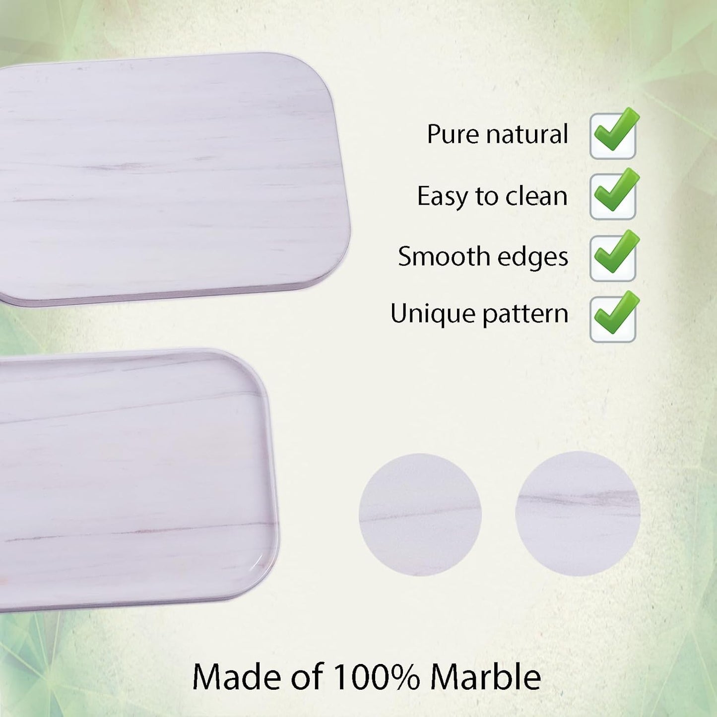 Natural Marble Tray | Luxury Bathroom & Kitchen Organizer | Non-Resin Stone Storage for Perfume, Jewelry, Cosmetics | Waterproof Non-Slip Home Decor,11.8"x7.8"x0.6"