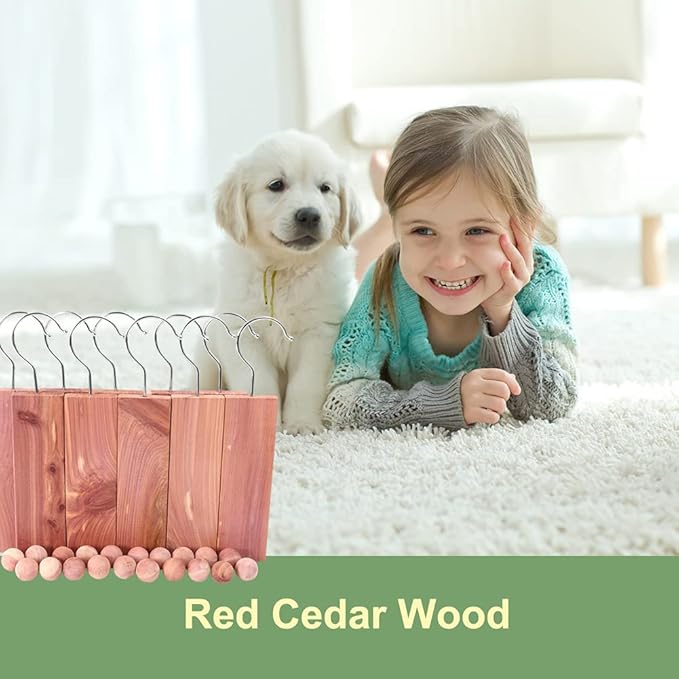 Cedar Blocks for Clothes Storage, Hang Ups 10pcs and Balls 20pcs for Closet Storage Totally 30PCs