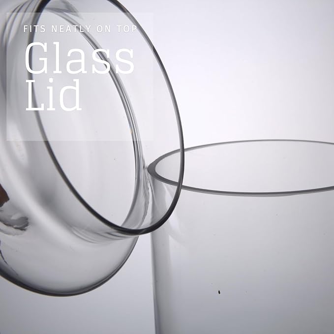 Set of 3 Glass Apothecary Jars with Lids, Clear Bathroom Storage Organizer Canister Set for Qtips, Cotton Swabs, Cotton Balls, Bath Salts (H: 11", 8.5", 7.5", D: 5"; 23 FL.OZ, 34 FL.OZ and 45 FL.OZ)