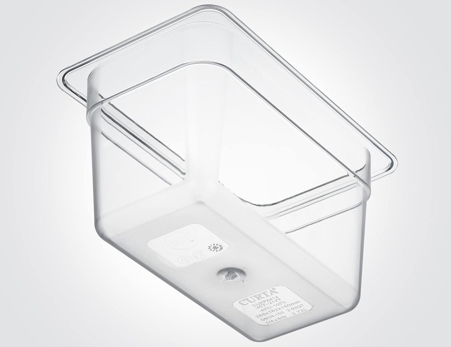 CURTA 6 Pack NSF Food Pans, 1/4 Size 6 Inch Deep, Commercial Polycarbonate Plastic Clear Freezer-Safe