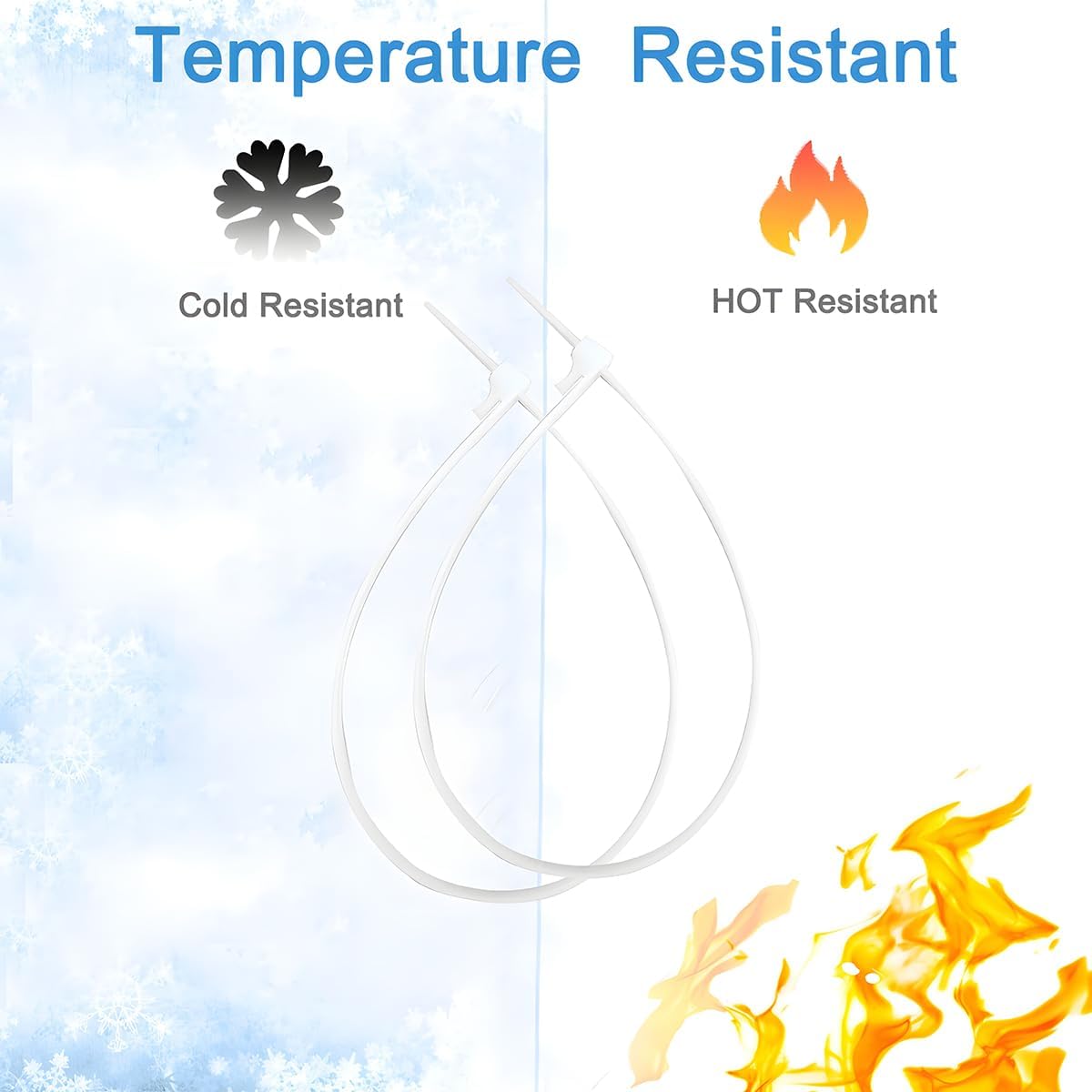 25 Pack 12 Inch Heavy Duty Reusable Zip Ties White – UV Resistant, 55 LBS Tensile Strength, Weatherproof Cable Ties for Outdoor, Industrial, and Harsh Environments