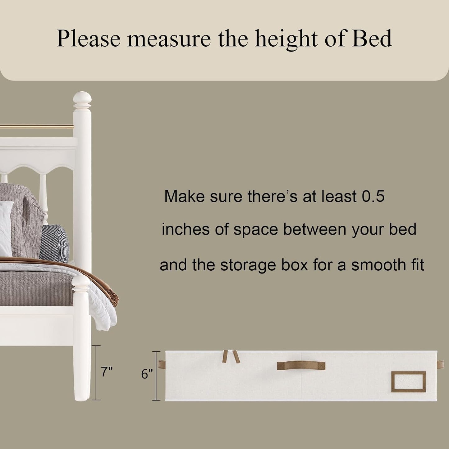 Under Bed Storage, Under Bed Storage Containers Bins for Clothes, Large Linen Underbed Closet Organization Bins, 2 Pack Collapsible Underbed Bin Dorm for Clothes, Sweater, Beige