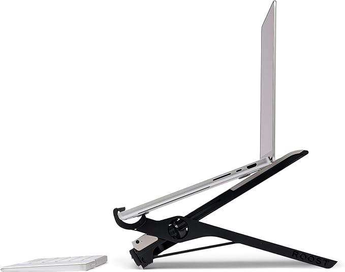 Roost V3 Plus - Ultra Portable and Adjustable Laptop Stand - Quick-Release Height Adjustment, 5 to 14 inch Screen Lift, Patented Rigid Folding Structure and Self-Adjustings Laptop Grips | Onyx Color