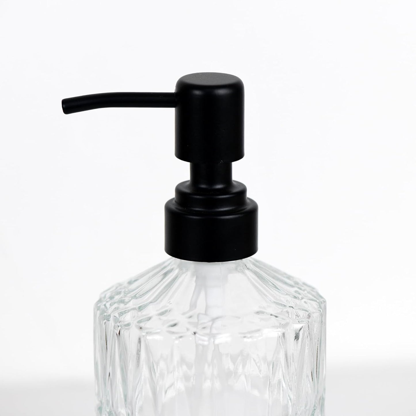 18 oz Clear Thick Glass Soap Dispenser with Black Rustproof Pump, Refillable Bathroom, Kitchen Soap Dispenser for Hand Soap, Body Wash and Lotion (Clear-Black Pump)