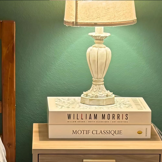 Book Shape Decorative Cable Management Box - Expandable Cable Organizer Box with Magnetic Closure for Home & Office (William Morris, Large)