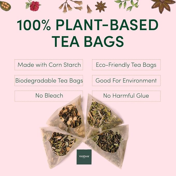 VAHDAM, Assorted Chai Tea Variety Pack (6 Delicious Flavors, 36 Eco Friendly Pyramid Tea Bags) Caffeinated, Gluten Free, Non GMO | Indian Masala Chai Tea Blends | Tea Gift Sets for Men and Women