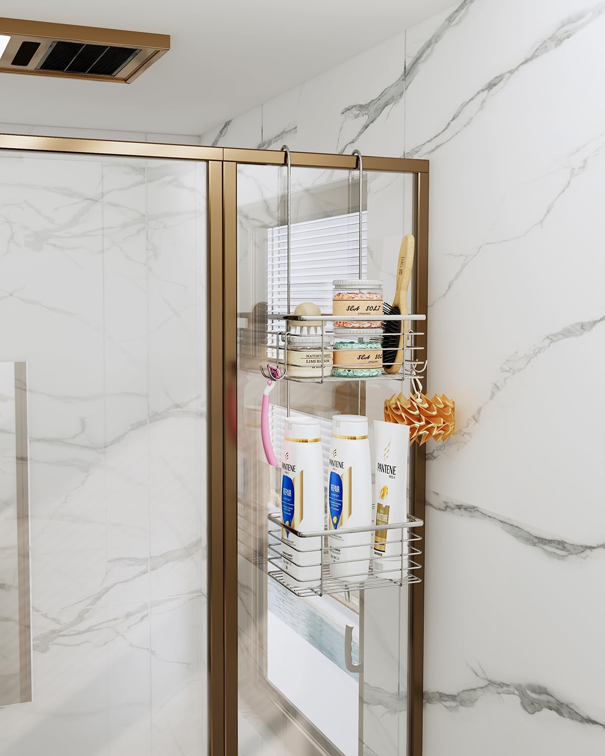 2-Tier shower caddy hanging,shower rack,small hanging bathroom organizer,bathroom door organizer,shower caddy over shower head