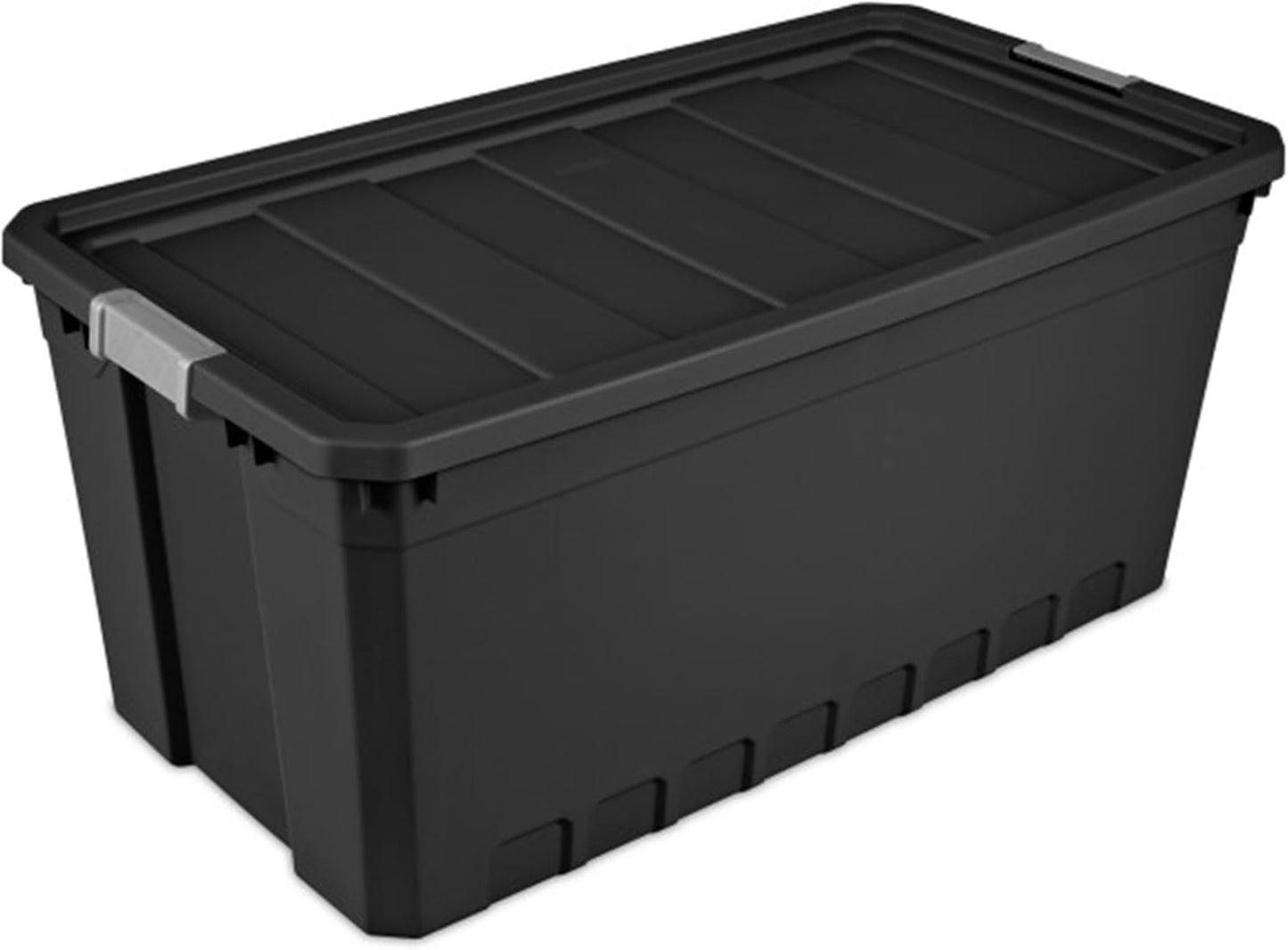 Sterilite 6-Pack Plastic Storage Bins with Lids, Stackable Containers, 50 Gallon, Black