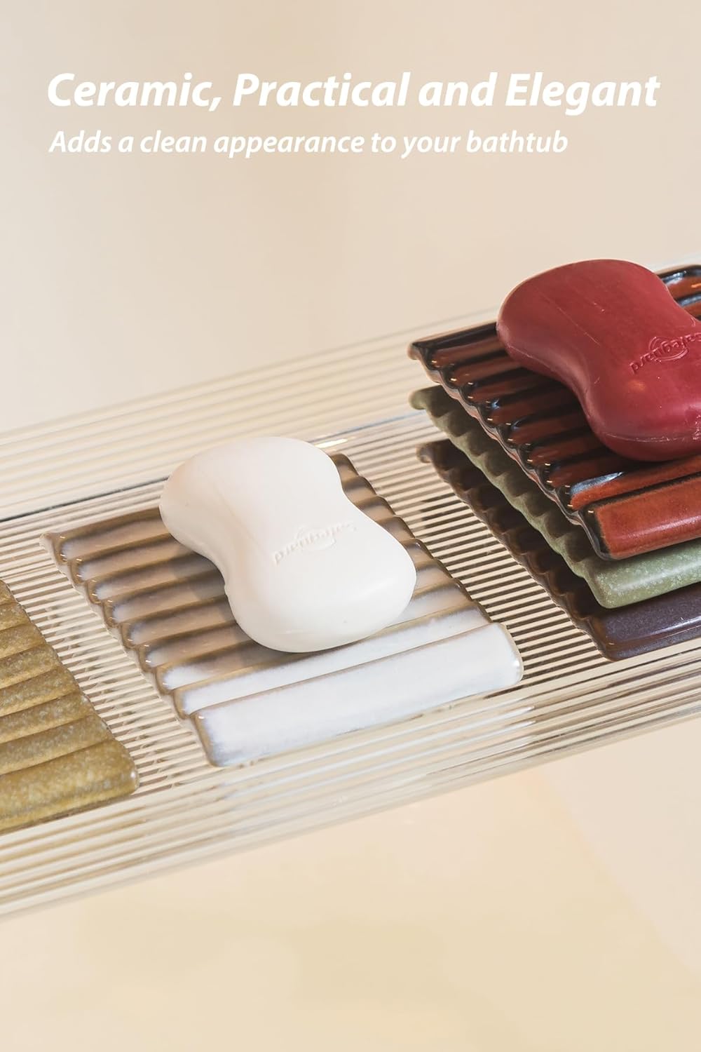 Soap Holder, Ceramic Bar Soap Dishes Soap Saver for Bathroom, Shower, Sink, Kitchen, Countertop, Bath Tub, Keep Soap Bars Dry, White