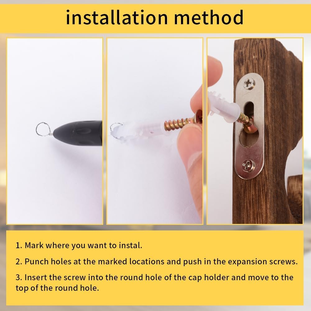 3 Pcs Hat Rack for Baseball Caps, Wall Mounted Wooden Hat Storage Organizer Hanger, Wall Vertical Hat Holder Caps Display Rack for Closet Door Bedroom Living Room Entryroom Laundry (Classic)