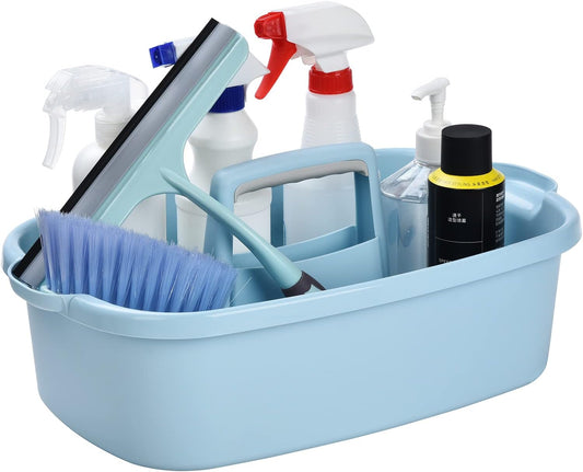 Haundry Large Cleaning Supplies Caddy with Handle, Plastic Storage Bucket Organizer for Cleaning Products, Shower Caddy Basket for Car, Dorm, Bathroom, Garden, Kitchen - Blue