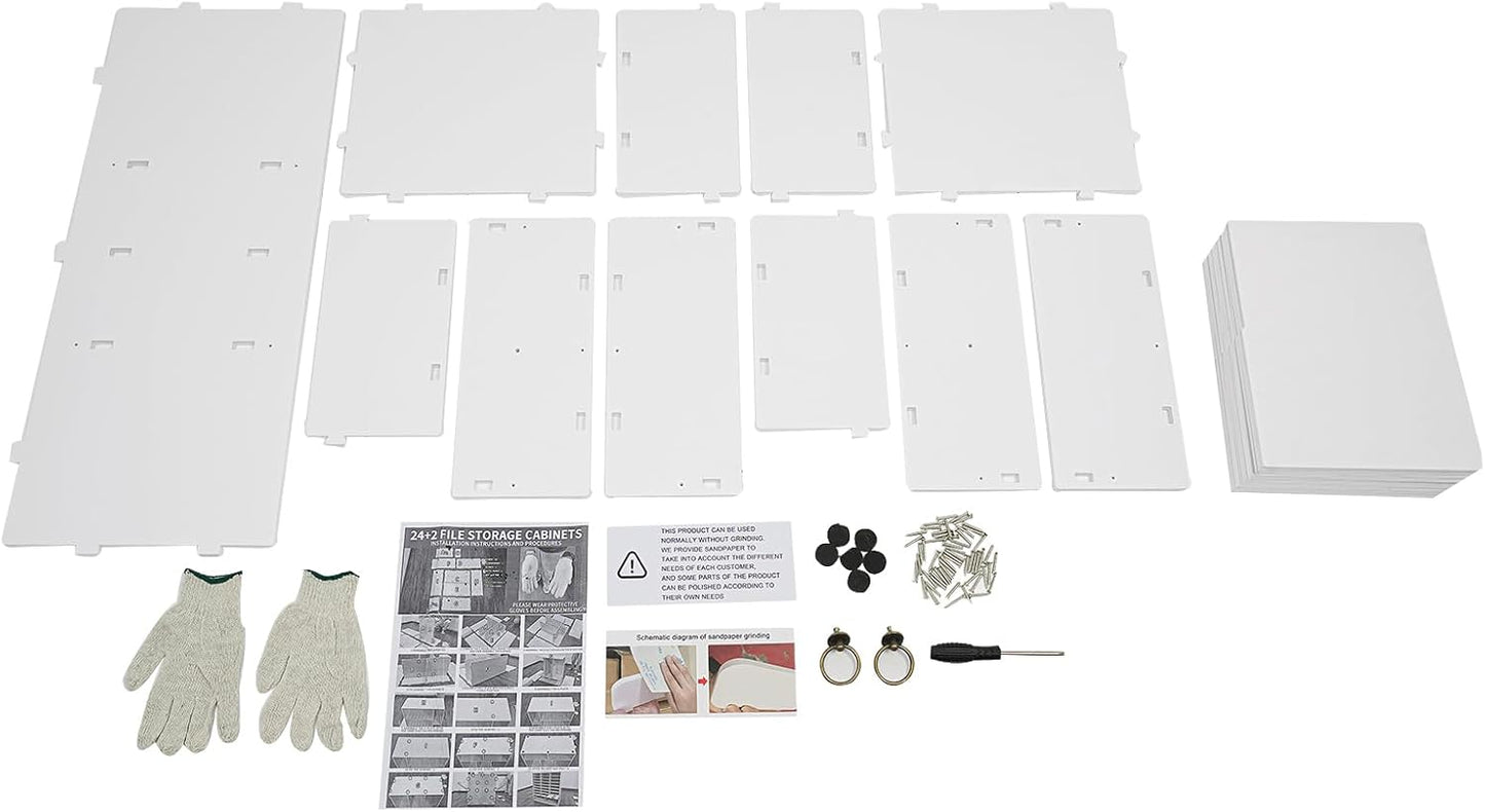 Literature Organizers, Mail Sorter Organizer Adjustable Shelves and 2 Drawers Desktop File Sorter Paper Organizer for Home School Office (White, 24 Slots with 2 Drawers)